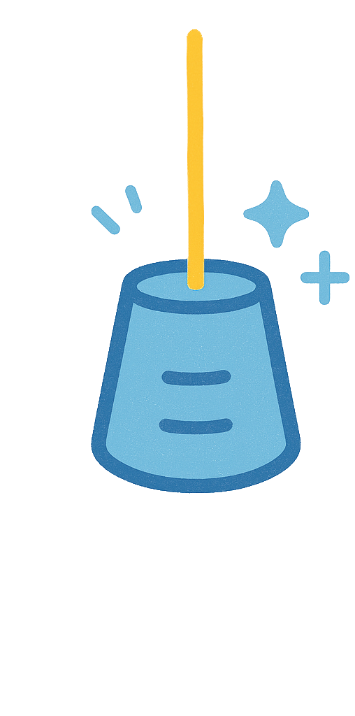 Blue cup with string - sender side